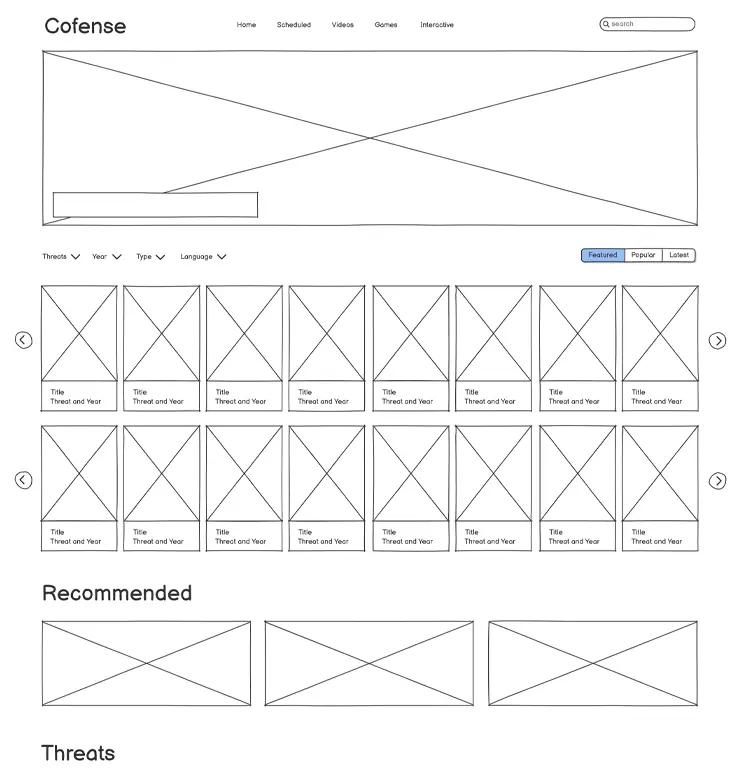 Visual Course Catalogue Wireframe